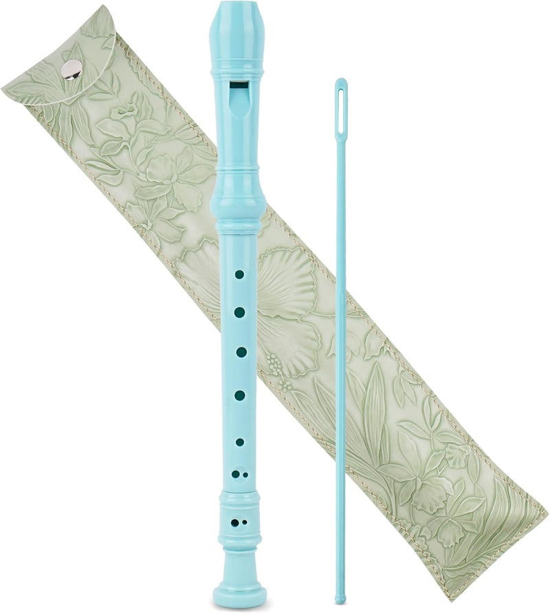 Haecsfl Recorder Instrument for Beginner Adults,8-Hole Soprano Descant Recorder Music Flute with with Cleaning Rod & Leather Case For Home Entertainment(2-Carved Light Green) - Image 1